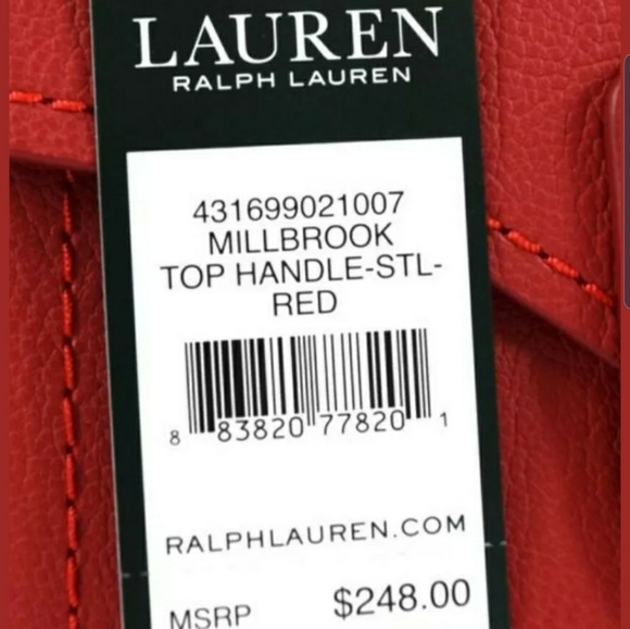 Ralph Lauren Red crossbody Millbrook Top Handbag - Picture 3 of 4